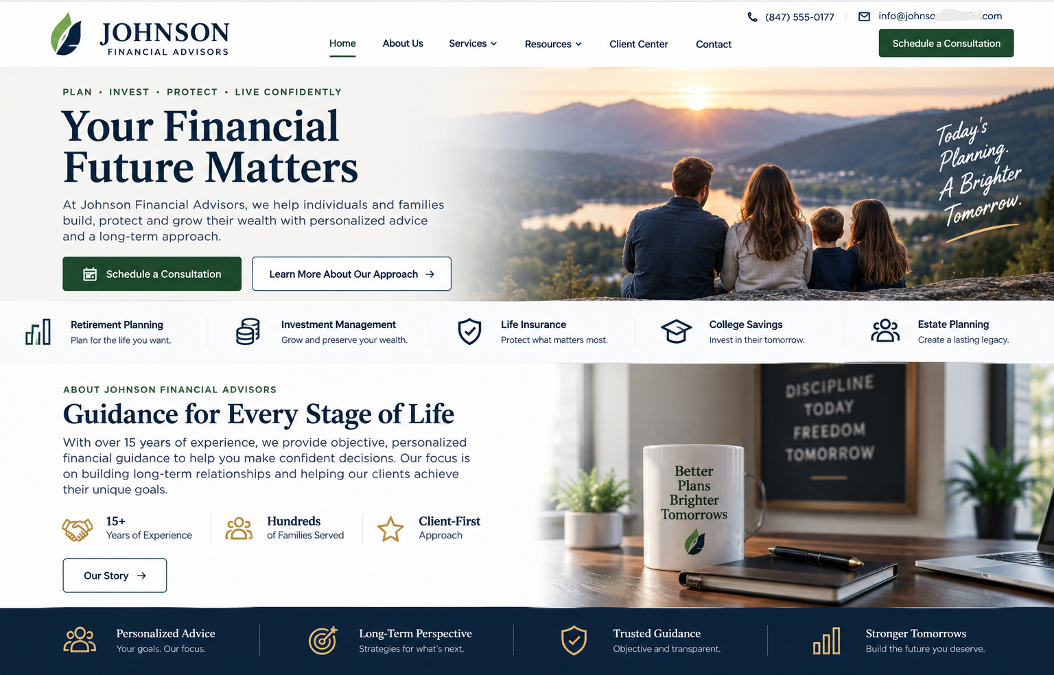 Outdated financial advisor website before redesign