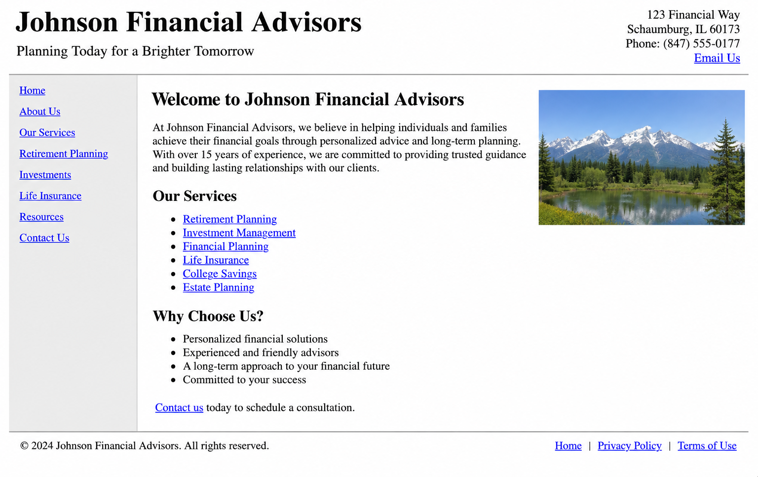 Modern financial advisor website redesign by Vector Shield