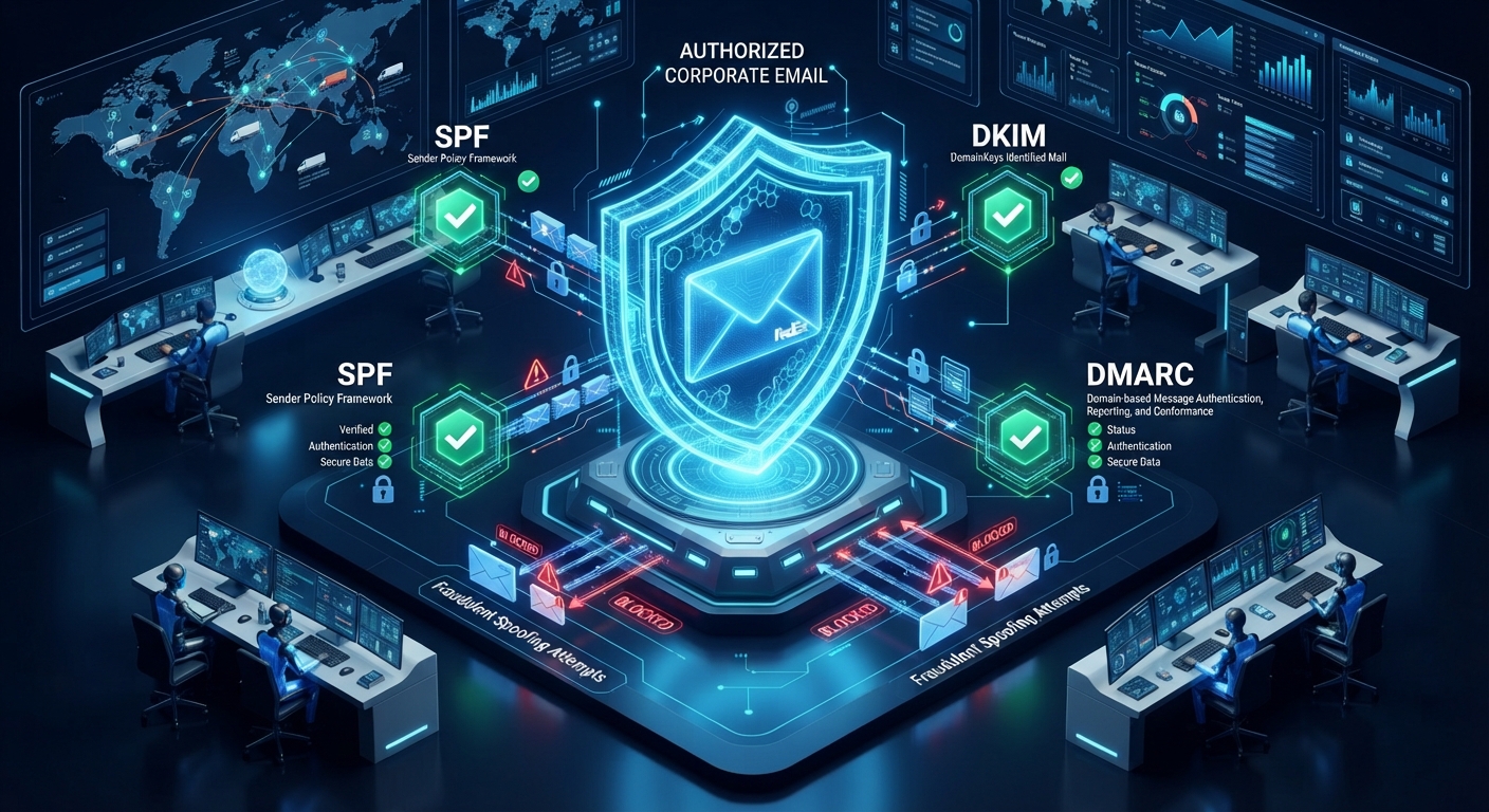 DMARC for trucking companies showing email authentication and SPF DKIM defense against spoofing