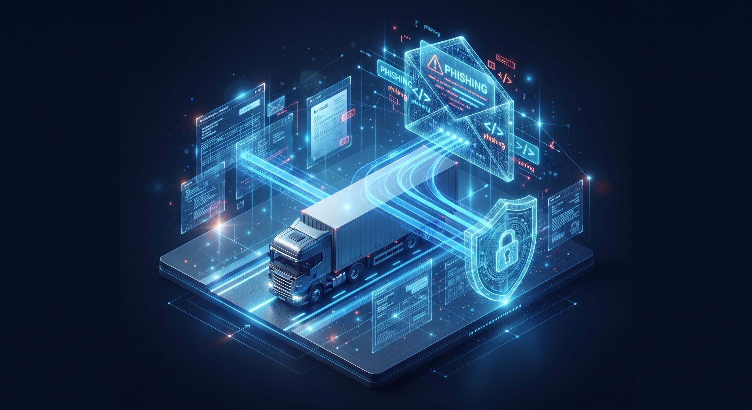 How freight fraud starts with an email showing cyber attacks and double brokering scams in logistics