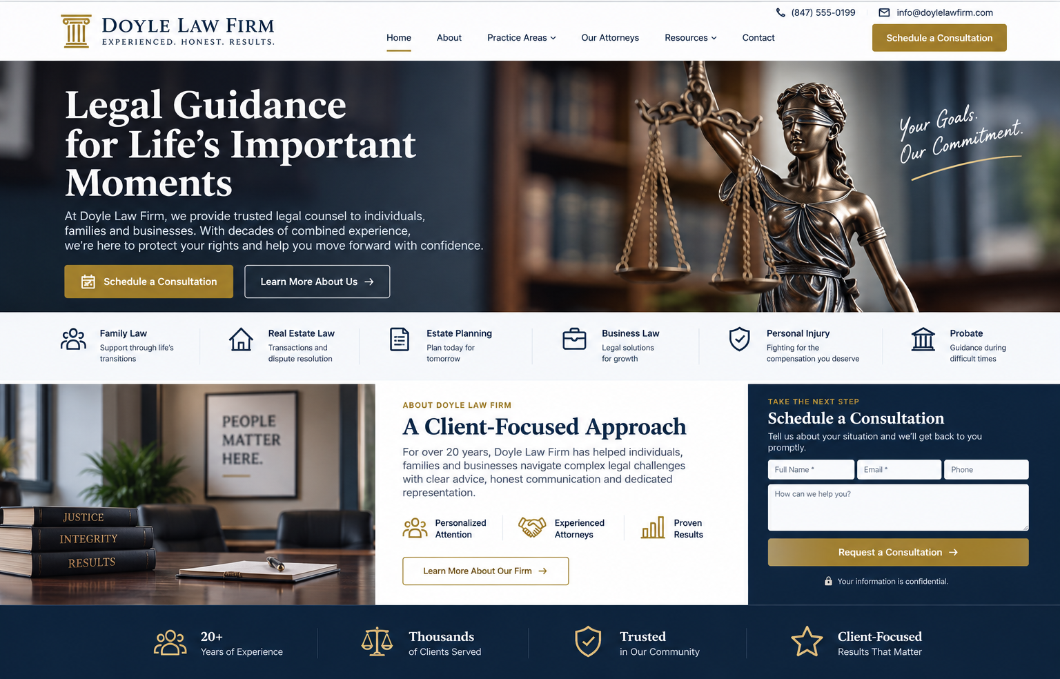 Outdated law firm website before professional redesign